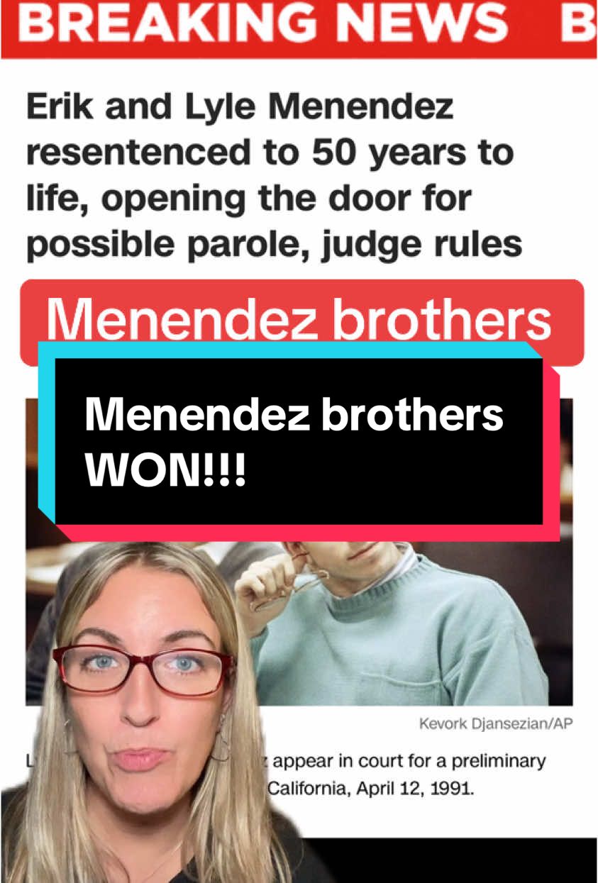 The Menendez brothers have just won a huge victory in their hearing today! The judge has re-sentenced them to 50 years to life in prison! This means they are eligible for parole! #menendez #menendezbrotherscase #menendezbrothers 