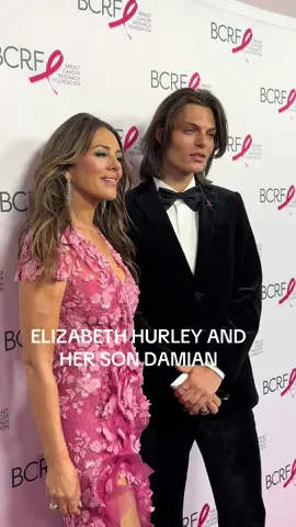 #elizabethhurley #damianhurley #actress #british #mum #motherhood #motherandson #BreastCancerAwareness #redcarpet #newyorkcity 
