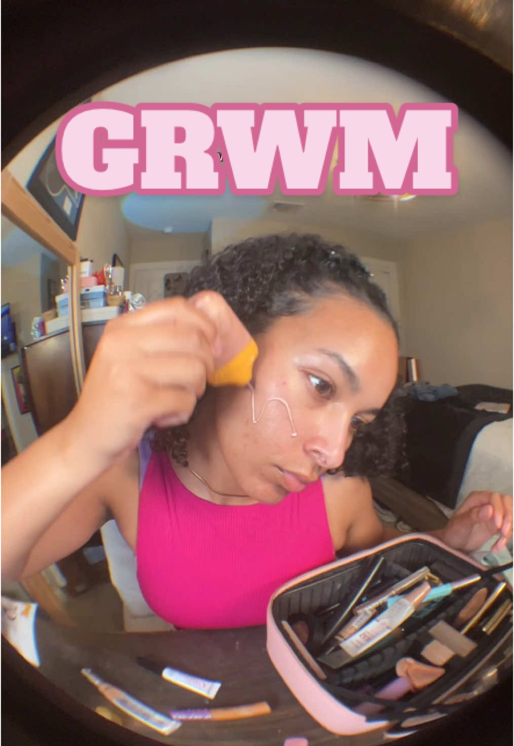 Did I have anywhere to go? No. But did I have a ton of fun? Absolutely!!!! 😂😂😂  What’s your favorite part about getting ready?? #grwm #MakeupRoutine #fyp #fisheye 