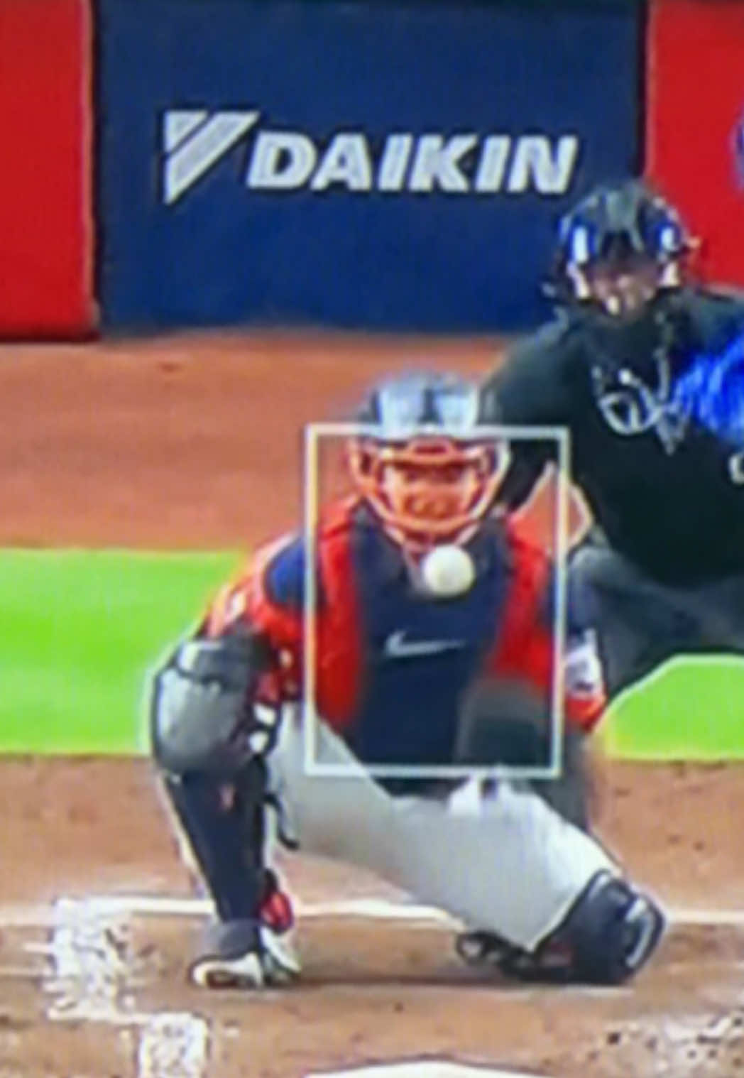 Catcher misses the ball takes it straight to the chest pad #MLB #Baseball #Catcher #Pitcher