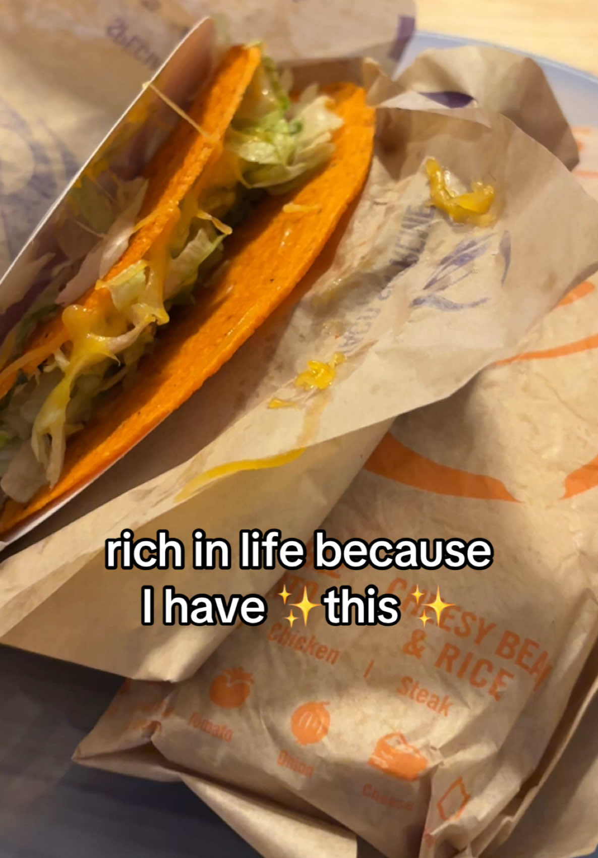 Rich in life because I have the Doritos locos taco. Live mas 🌮✨🧡#tacobell #tacos @tacobell 