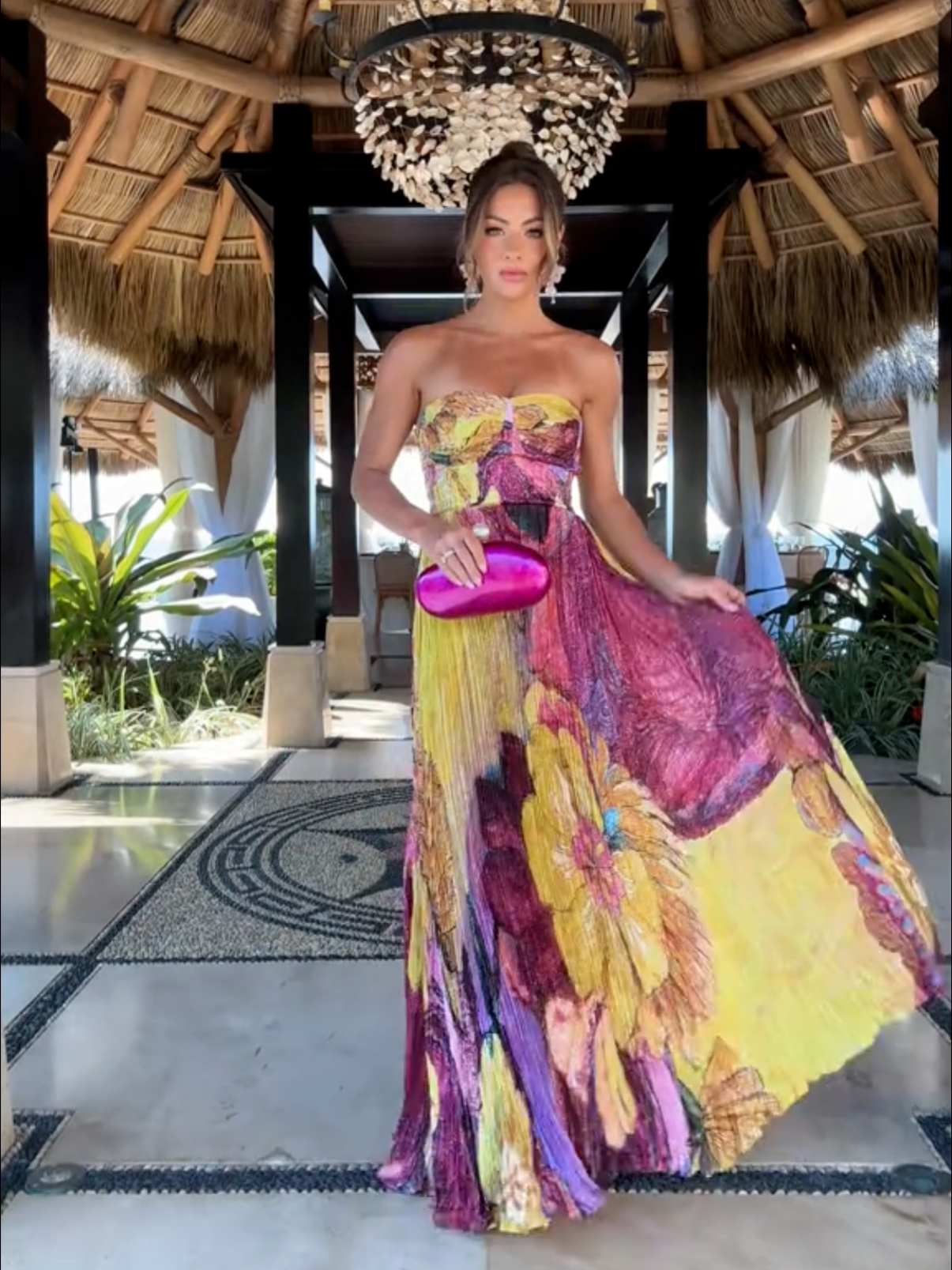 Vibrant and Bold Floral Print Sweetheart Neck Pleated Maxi Dress---$42.99 #novodiva #diva #novo #holiday #fashion #datenight #gift #design #travel #dress #dresses #womenfashion #outfits #skirt #beach #party #beachday #girls #floral #floraldesign