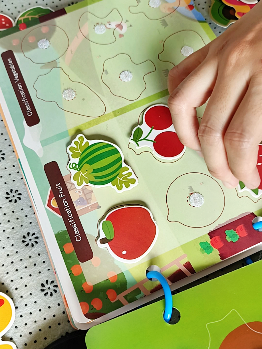 Satu buku, macam-macam aktiviti! Gambar boleh cabut & lekat, anak confirm seronok! #activityforkids #busybook #quietbook #earlychildhoodeducation #educationtoys 