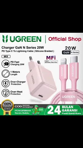Wall Charger Adaptor + Kabel iphone 20W  UGREEN type c to ligtning MFi