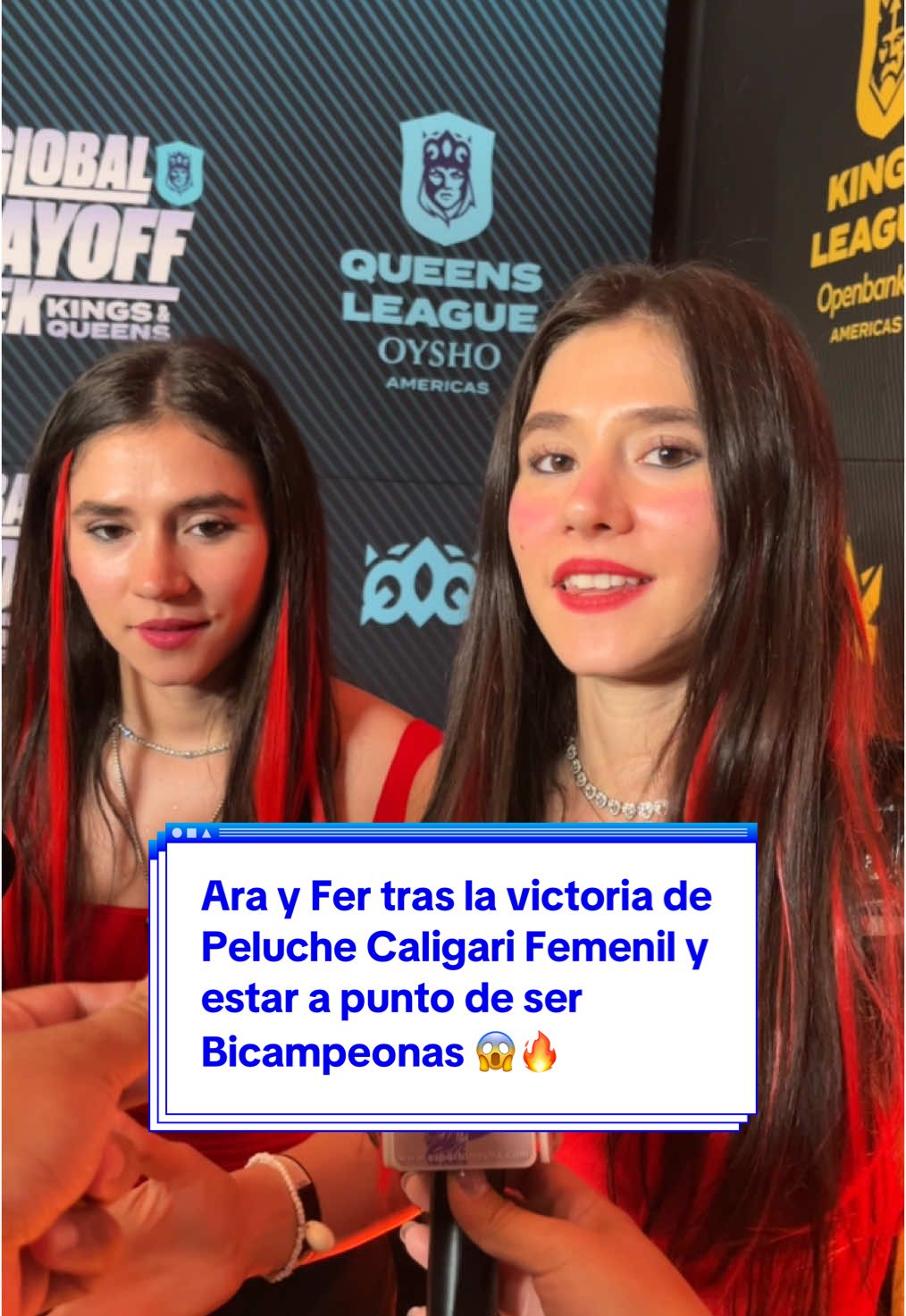 @Ara y Fer tras su pase a la final y estar a punto de ser bicampeonas 😱 ¿habrá algún festejo legendario? 👀  #queensleague #queensleagueoysho #queensleagueamericas #ara #y #fer #arayfer #arayfer_hernandez #entrevista #peluchecaligari 