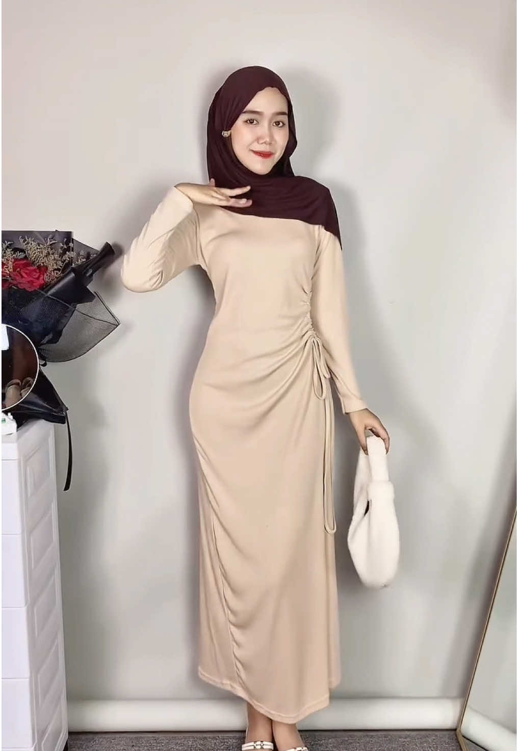 inspo dress tali serut, bahan knit nyaman untuk activity #outfitideas #belilokal #fyp #promo #dress 