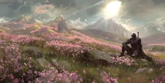 A knight rests on a field of flowers… #fyp #knight #knights #flowers #flower #field #beautiful #ai 
