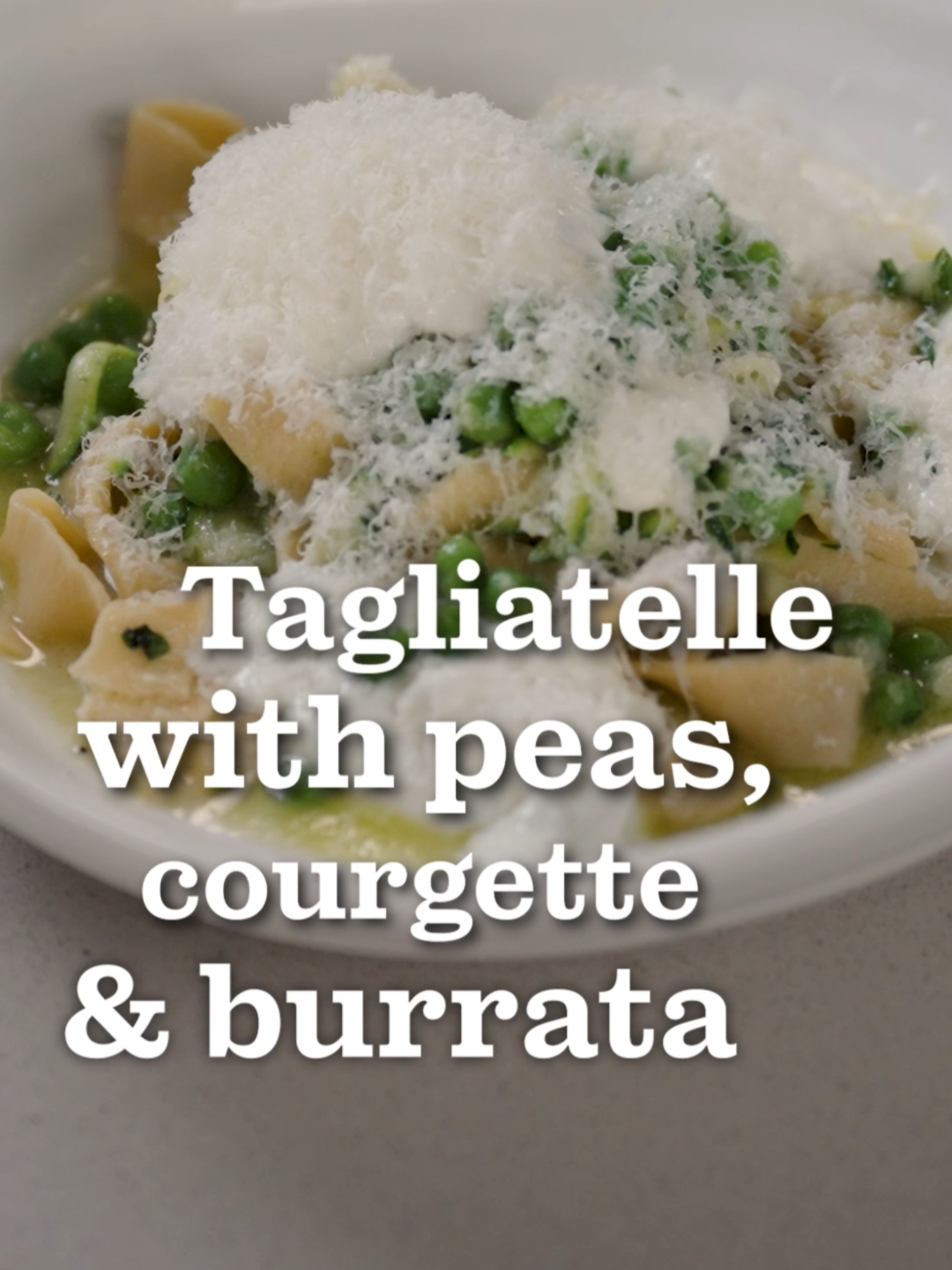 Try this light and fresh tagliatelle with peas, courgette and creamy burrata recipe! 🍽️ Perfect for spring/summer! ☀️ 🍽️ Find the full recipe at waitrose.com/dishrecipes @waitrose @nickgrimshaw #AngelaHartnett #DishPodcast @nenehcherryofficial #NenehCherry #pasta #tagliatelle #homemadepasta