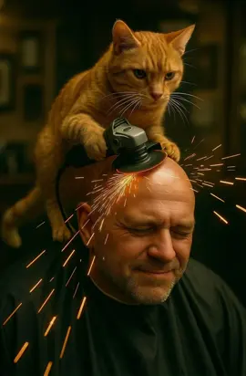 I said “Make it smooth” at the barbershop… They took it way too seriously. #barbershopfail #catbarber #smoothAF #sparksincluded ⚡️☕️🐾