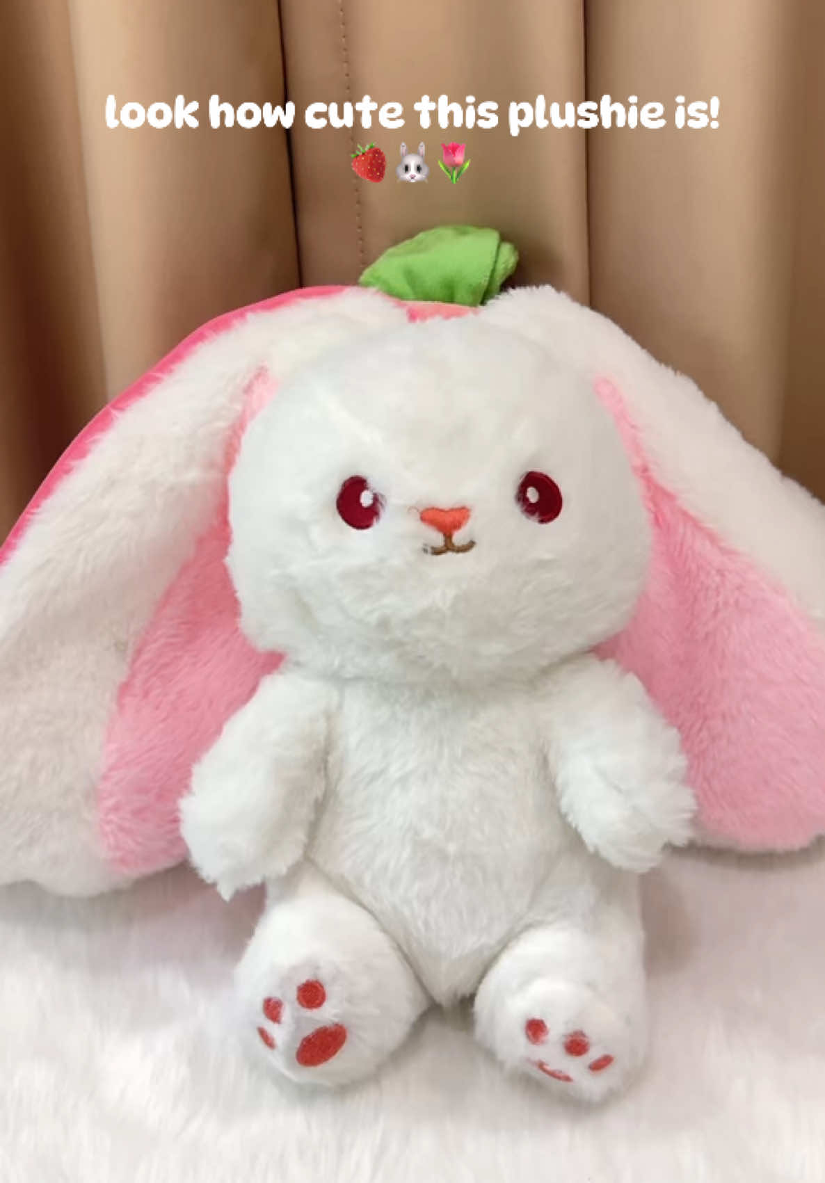 Oh to receive a cute strawberry bunny plushie! 🥰 Perfect gift talaga 🐰🍓 #strawberrybunny #bunnyplush #plushies #plushie #stufftoy #giftforkids #giftideas #giftforher 