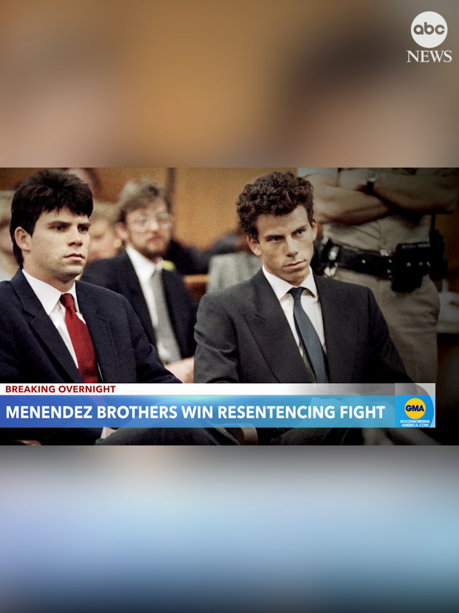 Erik and Lyle Menendez were resentenced on Tuesday to 50 years to life in prison, which makes them eligible for parole — the latest step in a years-long battle for the brothers trying to get released after 35 years behind bars. @abcnews' Matt Gutman reports. #news #menendezbrothers