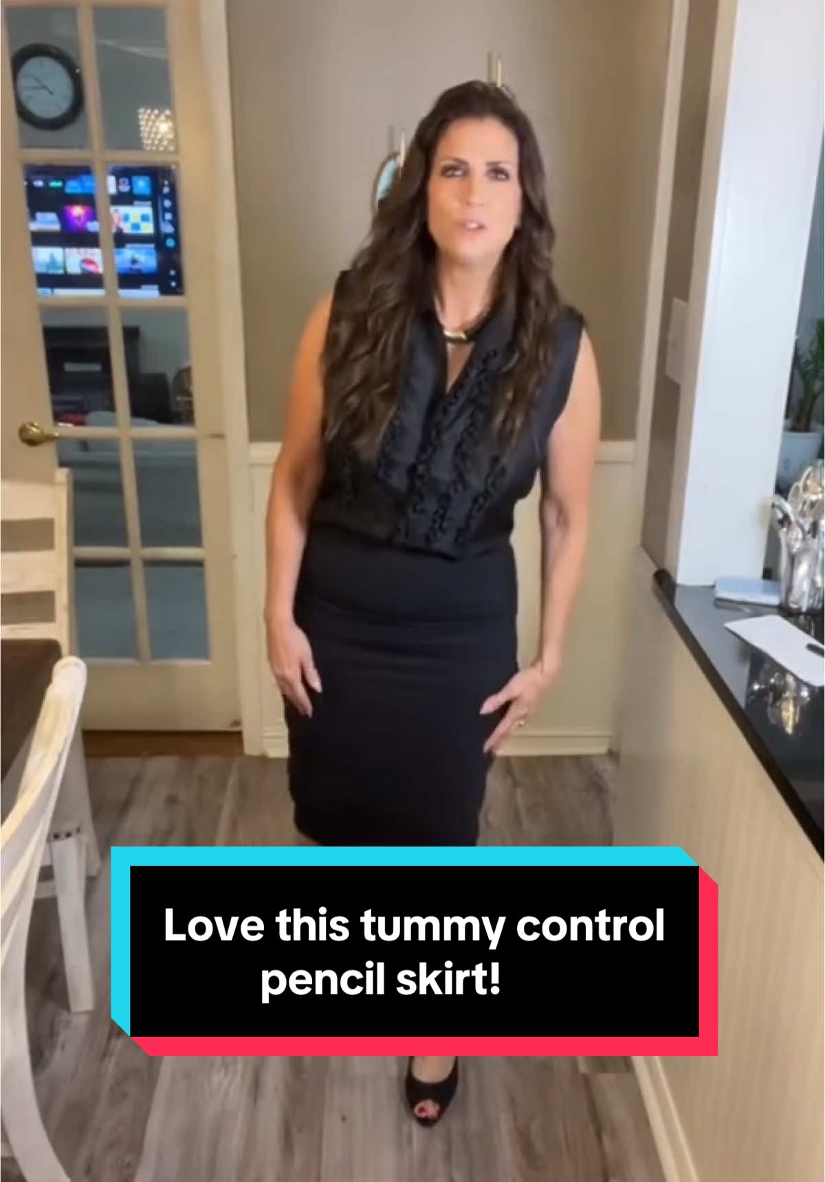 I love this pencil skirt, so flattering. Stretchy and tummy control! 