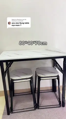 Replying to @Sherlene Joy De Guzman  For reference 80*40*70cm po size ng table namin mi!  #FoldingTable #MejaLipat #PortableTable #AdjustableTable #CollapsibleTable #SpaceSaving #MultifunctionalTable #CompactFurniture #TableGoals 