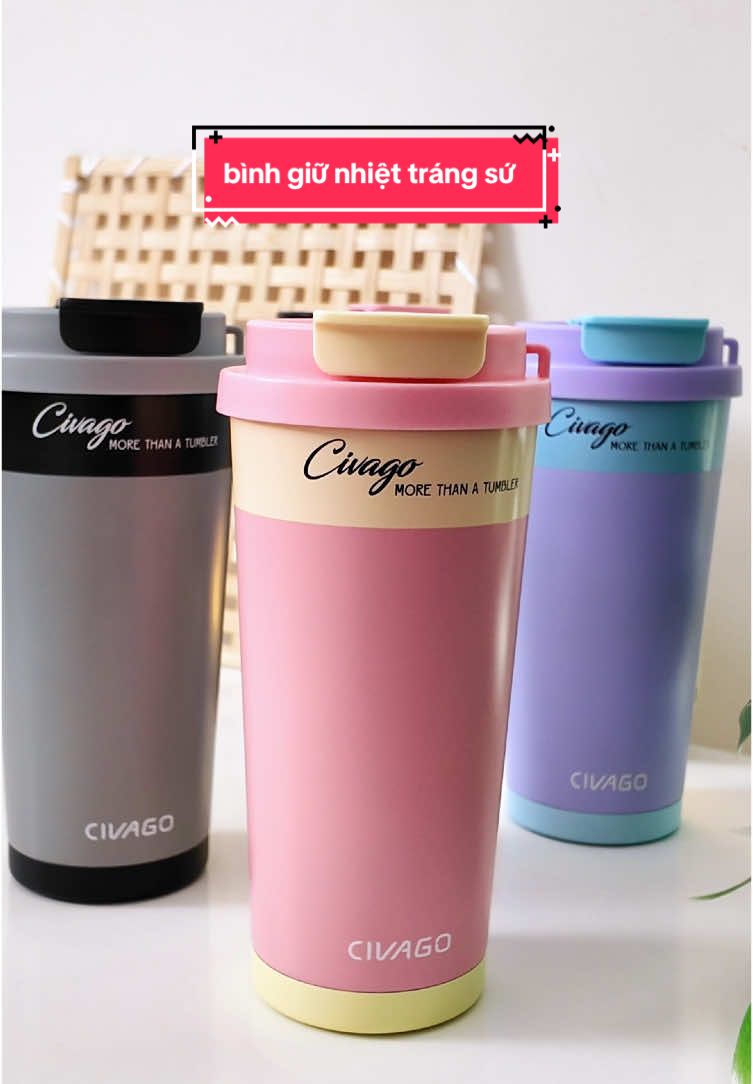 Bình giữ nhiệt này có tráng men sứ, đựng trà sữa, coca, cà phê gì cũng được, không bị đổi mùi đồ uống | Ly giữ nhiệt tráng men Civago | Nhân check #nhancheck #review #SaleGiuaThang #1415GiuaThang #SaleVuiFreeship 