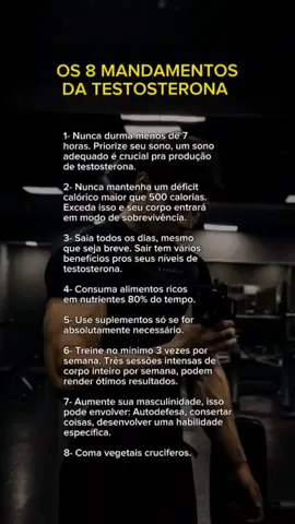 Se você é homem e não segue esses 8 mandamentos, sua testosterona tá indo pelo ralo. Quer mais energia, confiança e presença? Então salva esse vídeo e aplica. Hashtags: #TestosteronaAlta #HomemDeValor #Masculinidade #AltaPerformance #EnergiaMasculina #DisciplinaDiária #FocoNoSucesso #VidaAlpha #TikTokBrasil #ModoCaverna
