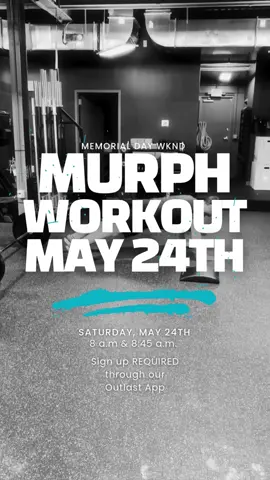 Join us for Murph on May 24th in Hampden 💪🏼 We are offering 2 times to join: 8:00 AM and 8:45 AM. This FREE workout is open to anyone, and can be modified to meet any fitness level. Sign up ahead of time through our app. If you don't have our app or are new to our gym use this link to sign up, but you MUST sign up ahead of time. https://www.trainerize.me/checkout/outlasthealth/Corey.Hall?planGUID=1c43c192970046b3b073a4760e659240 We do the Murph workout in memory of Navy Lieutenant Michael Murphy, 29, of Patchogue, N.Y., who was killed in Afghanistan June 28th, 2005. This workout was one of Mike's favorites and he'd named it 