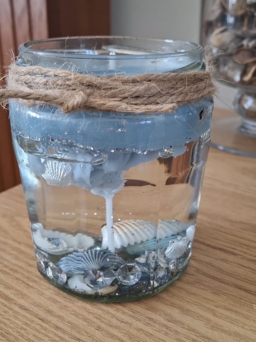 #diyproject shell 🐚 beads water candle 🕯 ✨️
