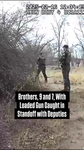 Two young brothers armed with a loaded gun were in a standoff with deputies. Drone footage shows a 9-year-old boy and his 7-year-old brother fighting over the loaded weapon. While this was happening, the deputies were calling out orders to the boys. Officers fired a non-lethal rubber bullet, which landed between the two boys. The 9-year-old then aimed at the deputies and pulled the trigger, but it malfunctioned. The deputies were able to move in and take the gun away. #guns #parenting