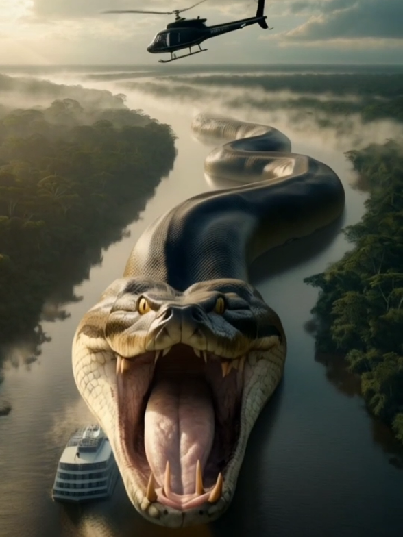 Titanoboa captada en el Amazonas  #titanoboa #serpiente #amazonas #rioamazonas #gigante #anaconda #vibora 