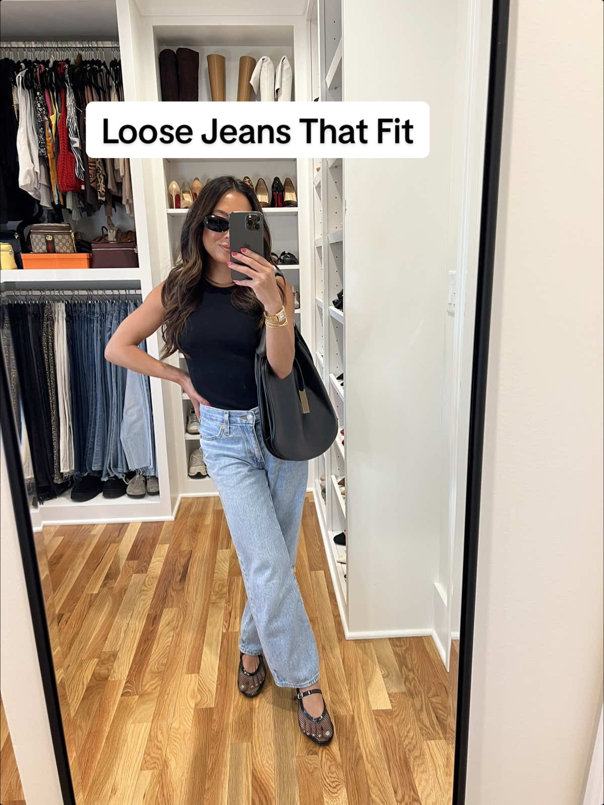 Loose dad jeans that actually fit petites? Bookmark this one! ☝️  #petitejeans #dadjeans #petitefinds #petitefashion #grwm #petitestyle #closetdiary #petitestyletips 