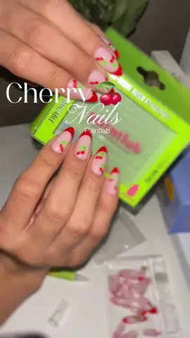 These are so cute Omgg😍🍒 @paintlabco  #paintlab#nailsathome#cherrynails#pressonnails#cherrynails#fyp 