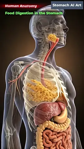Food Digestion Animation | Stomach AI Art | 05#HumanAnatomy #StomachDigestion #MedicalShorts #SlowMotionScience #InsideTheBody 