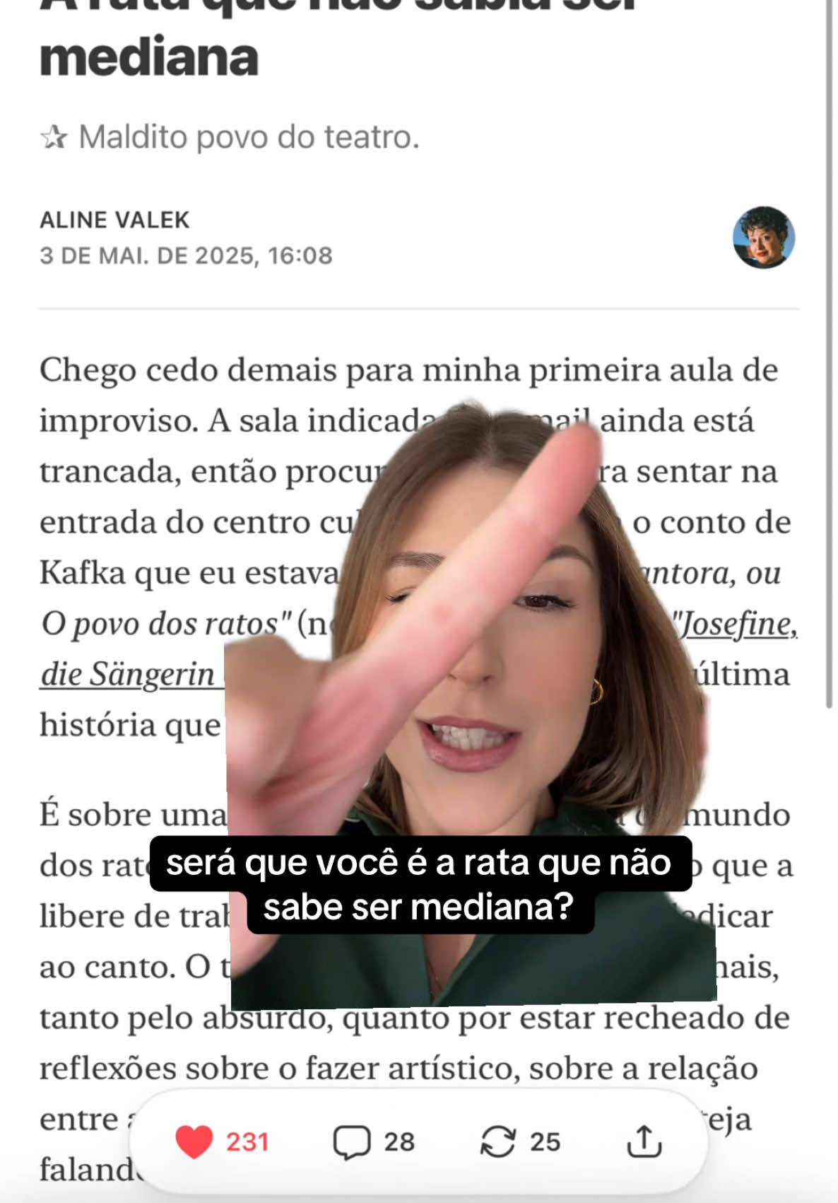 A rata que não sabia ser mediana 🥴 vocês concordam? O texto é da Aline Valek e tá no substack! Quem quiser o link é só me pedir aqui ❤️ #reflexão #pensamentos #pensamentododia #mediano #produtividade #autoconhecimento 