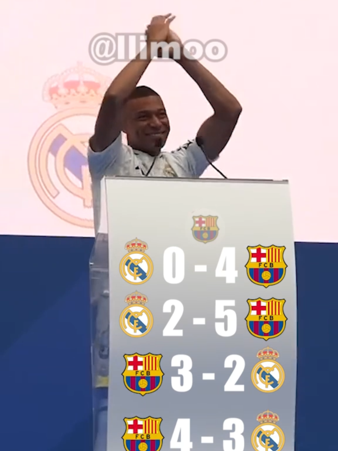 Mbappe cuenta las 4 victorias del Barça en los 4 Clásicos contra el Madrid en esta temporada 2024/2025.  #fyp #fyppp #ElClasico #clasico #fcb #fcbarcelona #barçaontiktok #footballedit #lamineyamal  @fcbarcelona@lamine.yamal @pedri @jk@wojciechszczesny1@jkeey4@raphinha@ferrantorres @mterstegen1 @daniolmo @alejandrobalde @_rl9 @ansufati