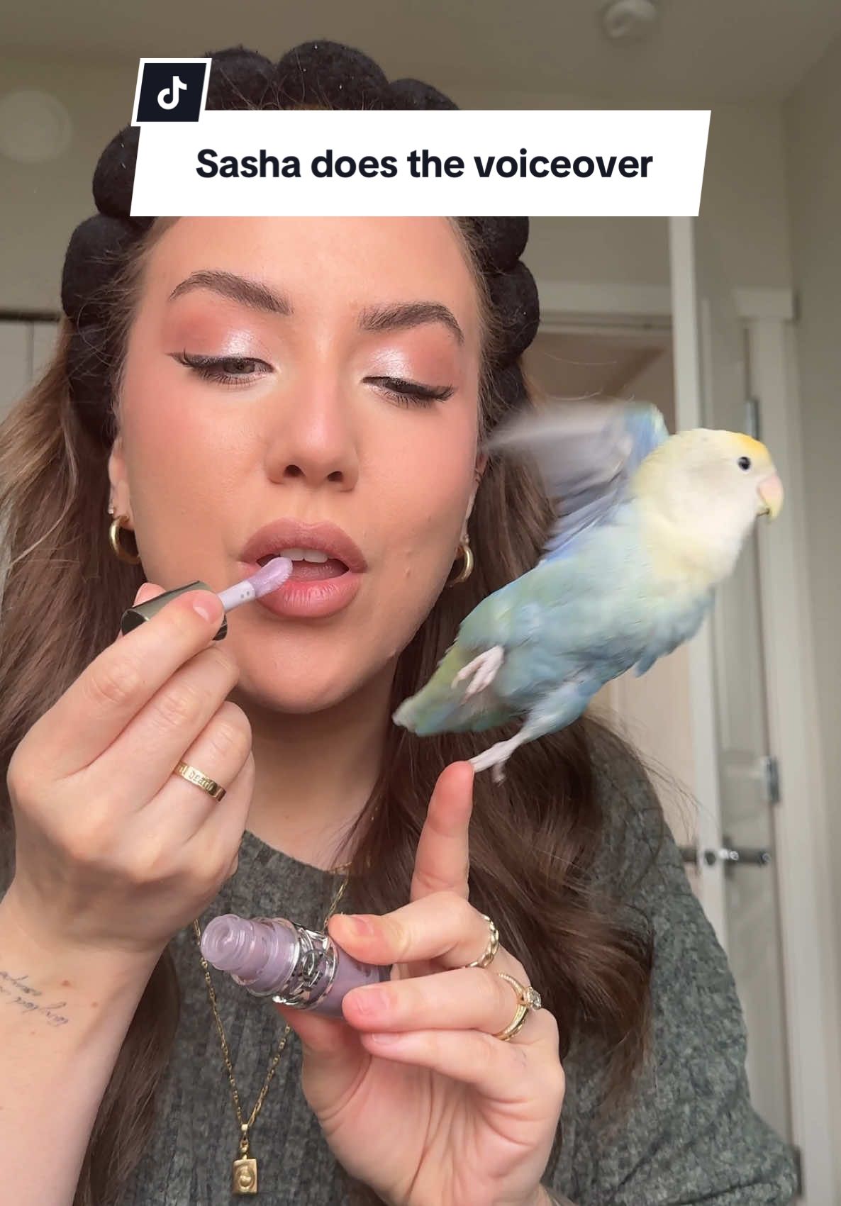My husband does the voiceover #creatorsearchinsights #birdtok #funnyanimals #couplestiktok #grwm #grwmmakeup 