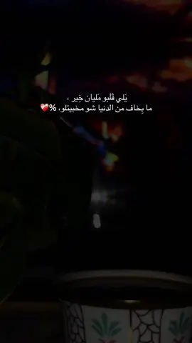 يَلي قَلبو مَليان خِير ، ما بِخاف من الدنيا شو مخبيتلو، %. #CapCut #capcut #capcutvelocity #capcutvelocityสปีดสโลว์ #fypシ゚viral🖤tiktok#تركيا #قيصري #سوريا🇸🇾 #عباراتكم_الفخمه📿📌 #اكسبلورexplore #تصويري📸 #fyppppppppppppppppppppppp  