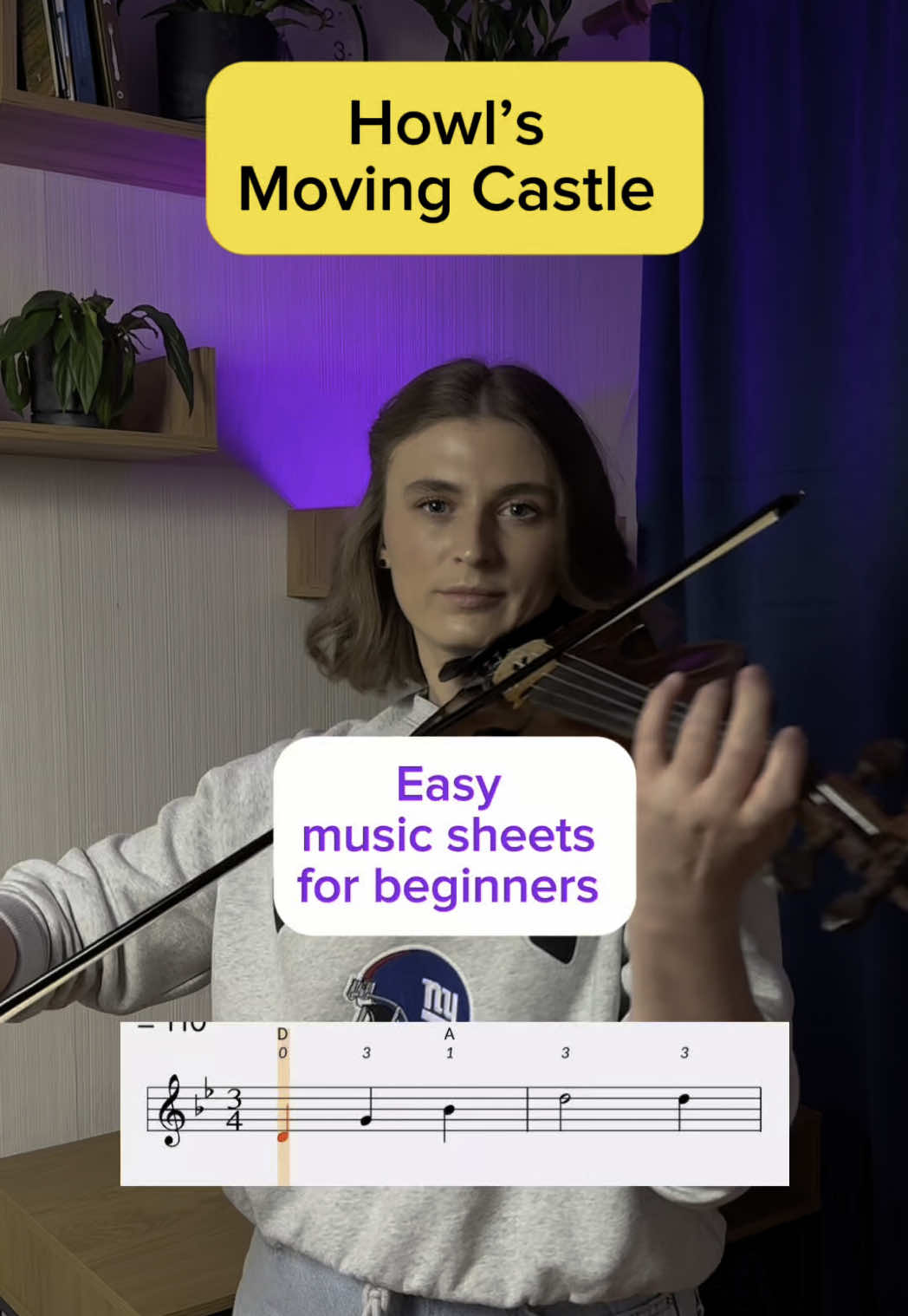 To get a PDF file with the sheet music, message me on Instagram: @violin.about #violin #violinteacher #violinlesson #movingcastle #violintutorial #violinsheetmusic 