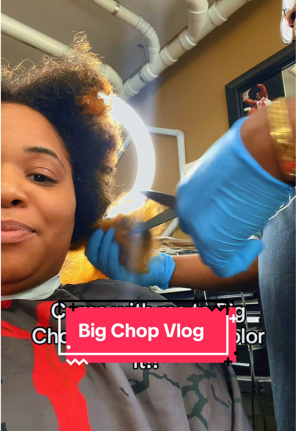 Come with me to #bigchop & #dyemyhairwithme #naturalhair #damagedhair #fy #fyp #naturalhairtiktok #twa #pixiecut #Vlog #vlogger  #barbershop #adorehaircolor 