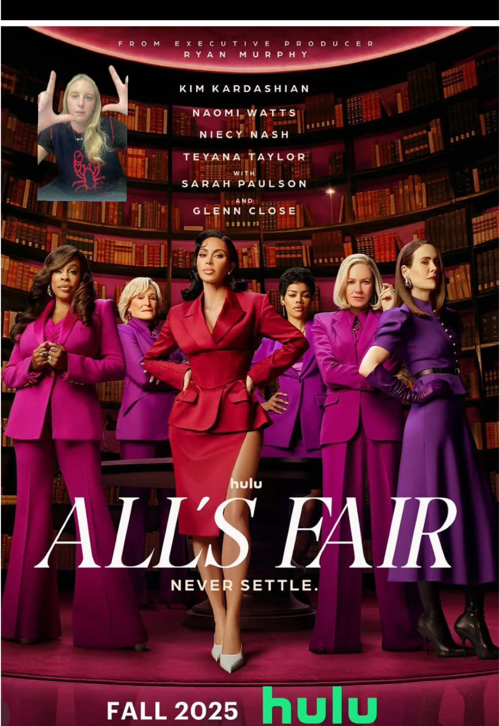 How many good choices were made here. I can’t freaking wait  #hulu #ryanmurphy #allsfair #kimkardashian #teyanataylor #sarahpaulson #niecynash #glennclose #naomiwatts #casting #choices #choicesweremade #fire #kimkardashiantrial ##greenscreen@@hulu