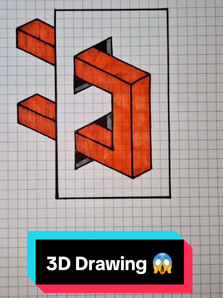 Best 3D Art Optical Illusion On Graph Paper 😲🔥 #tutorial #artwork #drawing #easy #DIY #viralart #foryoupagе #3dart #usacreator #opticalillusion #3ddrawing #creation #timelapse #viral_video_tiktok 