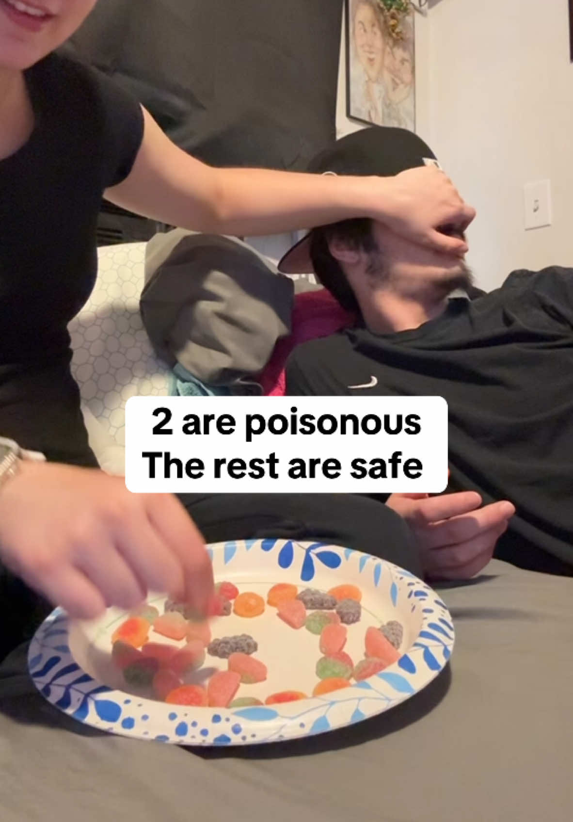 We both picked the strawberry sour patch 🤣 #tiktoktrend #harmlessprank #couplegoals #prankwars #couplecomedy #coupleschallenge #couplescontent #trending #trend 