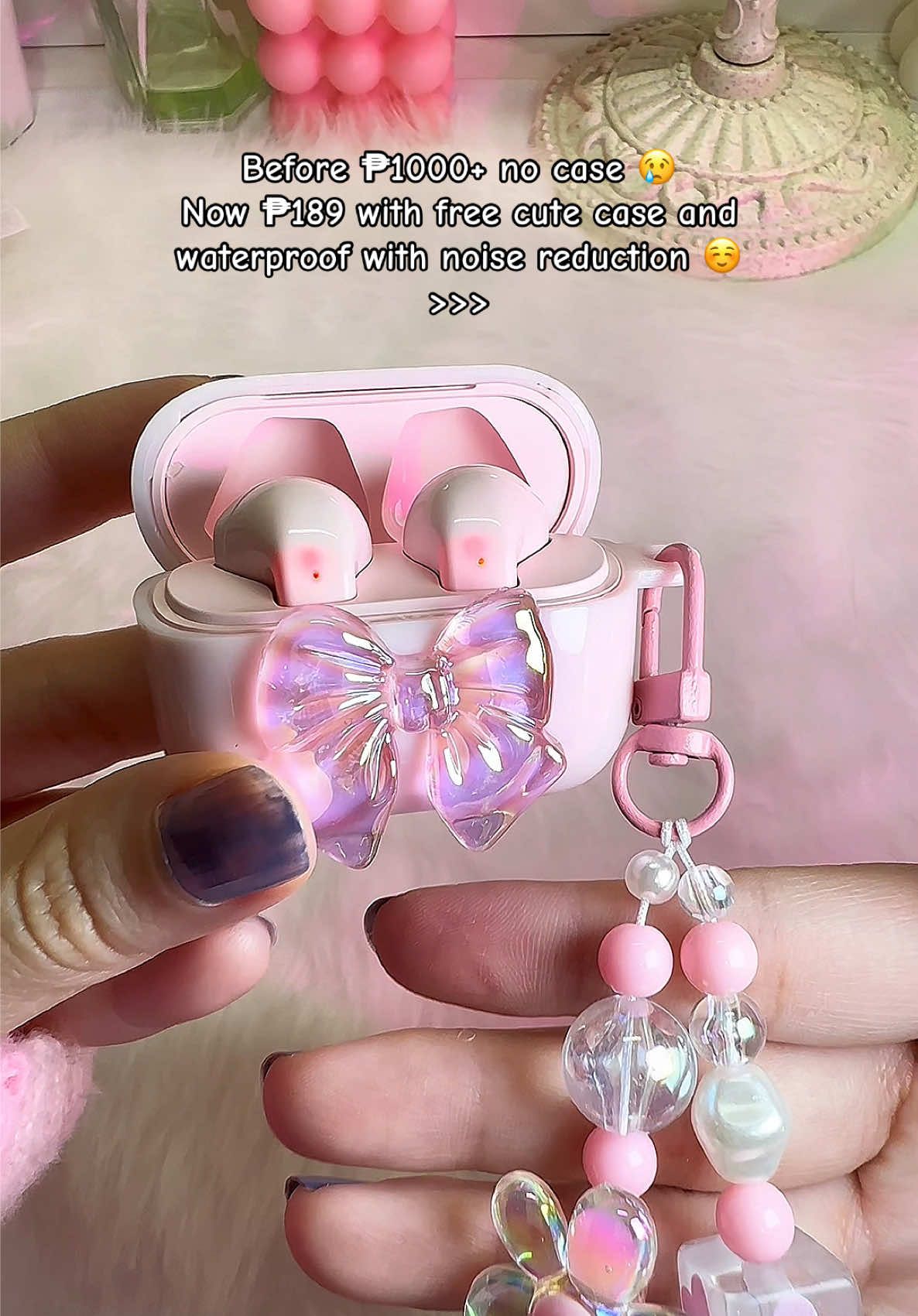 Wireless earphones with free case included. Earbuds can be used for any device with bluetooth connection 🦋 ✨Disclaimer: price of this product may change in the future with no prior notice specially when promotion ends✨ #earphone #earbuds #earbudswireless #bluetoothearphone #earpods #earphoneviral #earbudsviral #wirelessearphone #earbudsrecommendation #earbudswithcase #airpods #airpodspro #earphonecase 