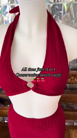 Conservative 3 in 1  beach outfit 🍒 #conservative #3in1beachoutfit #summervibes #OOTD #bestseller #tiktokshop #tiktokaffiliate #fyp 