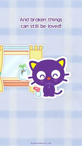 Broken things can still be loved 💜 Tag a bestie who needs to hear this. #sanrio #chococat