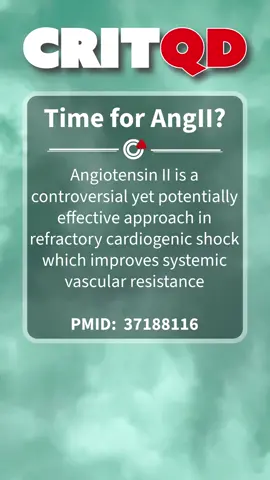 Angiotensin II is a controversial yet potentially effective approach in refractory cardiogenic shock which improves systemic vascular resistance. PMID:37188116 This post is for educational purposes only and is not medical advice.