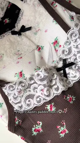 Php 70.00 dainty padded tops ʚ♡ɞ˚ Slaaaay! #padded #paddedtop #dainty #loungewear #floraltop 