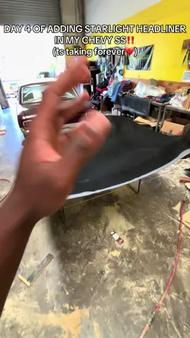 DAY 4 OF ADDING STARLIGHT HEADLINER IN MY CHEVY SS‼️ #fyp #foryoupage #car #cars #carsoftiktok #carlover #v8 #chevy #starlightheadliner #luxury #luxurycar #luxurycars #stars #starlight 
