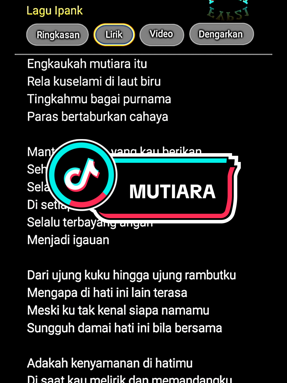 Mutiara | #mutiara #trendingsong #lirikfyp21 #fypviralシ #FYP21 #ipank #masukberandafyp 