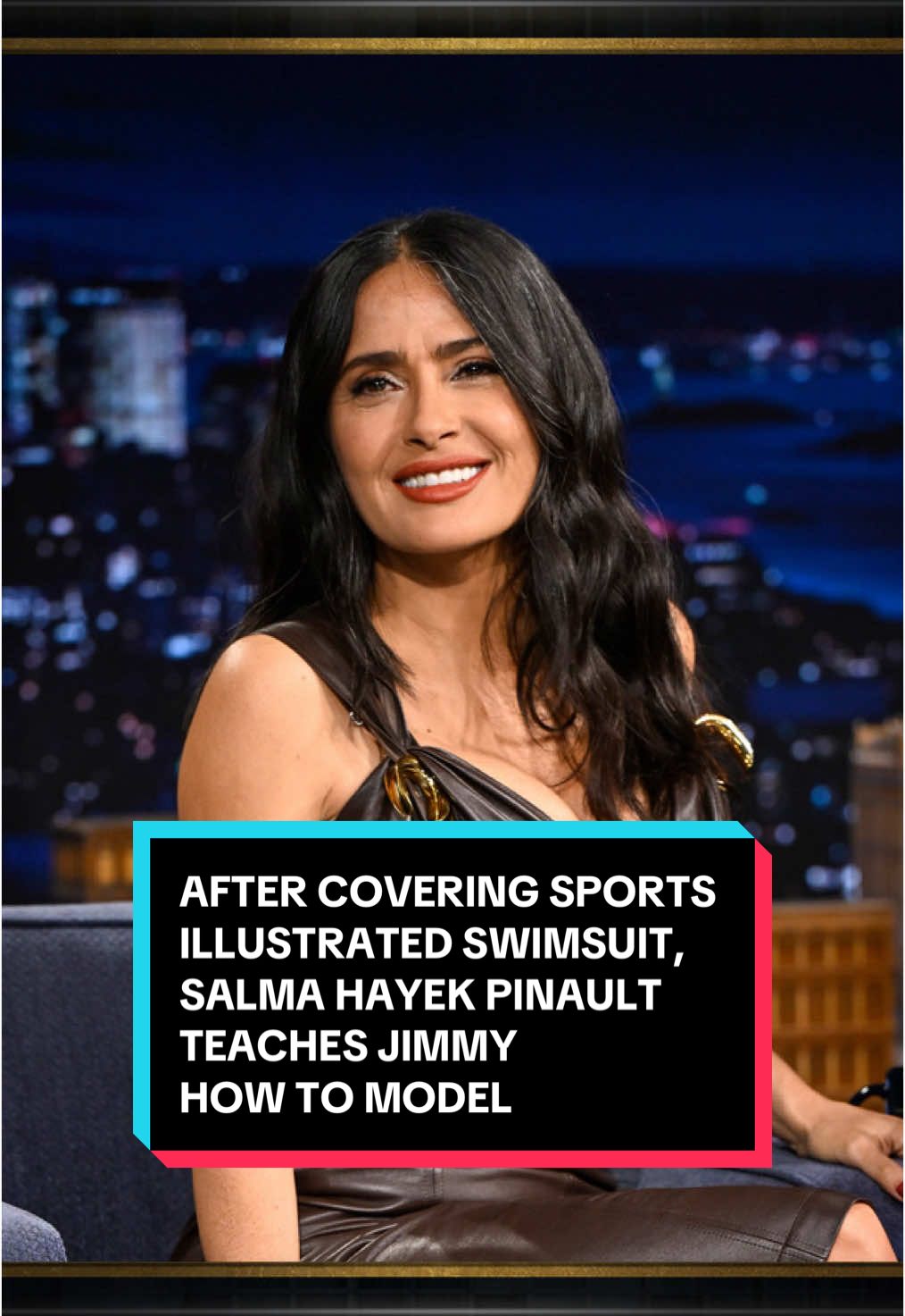 After covering @SI SWIMSUIT 👙, Salma Hayek Pinault teaches Jimmy how to model! #FallonTonight #TonightShow #SalmaHayekPinault #SportsIllustratedSwimsuit #JimmyFallon 