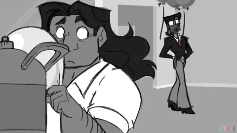 Eli and Louis plan a party. Turns out decorating is hard when you're used to grayscale. #art #artistsoftiktok #oc #originalcharacter #originalstory #animation #animatic 