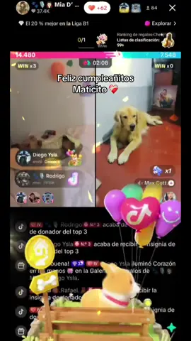 Mi amando maticito, tengo la fortuna de estar un año más a tu lado. Feliz cuatro añitos mi pequeñito. Amando hijito, eres mi luz en los días grises,  mi refugio cuándo me siento perdida, mi paz en medio de la tormenta, mi sonrisa en medio de la tristeza… Eres un regalo de Dios, lleno de amor y bendiciones. Gracias por tanto mi chiquitín. ❤️‍🩹✨🙌 También quiero agradecer el inmenso cariño que Matías siempre recibe de parte de todos los amigos que visitan mi live. Gracias por acompañarnos el día de hoy en su cumpleañitos, gracias por su tiempo, aprecio y apoyo 🙌🥹🐾❤️‍🩹 Matias ganó su primera batalla oficial de cumpleaños 😁🥳🥰🐾🙌 yeeeee🥳 Agradecimiento especial para @Diego Ysla @🐻‍❄️㊗️.Rafael.🧸 @🐾🎙️Juan D' Mia Tupac 💎💎💎💎🚀🙌🐾✨ Gracias team huellitas🐾🎙, gracias queridos amigos 🥹❤️‍🩹🐾✨