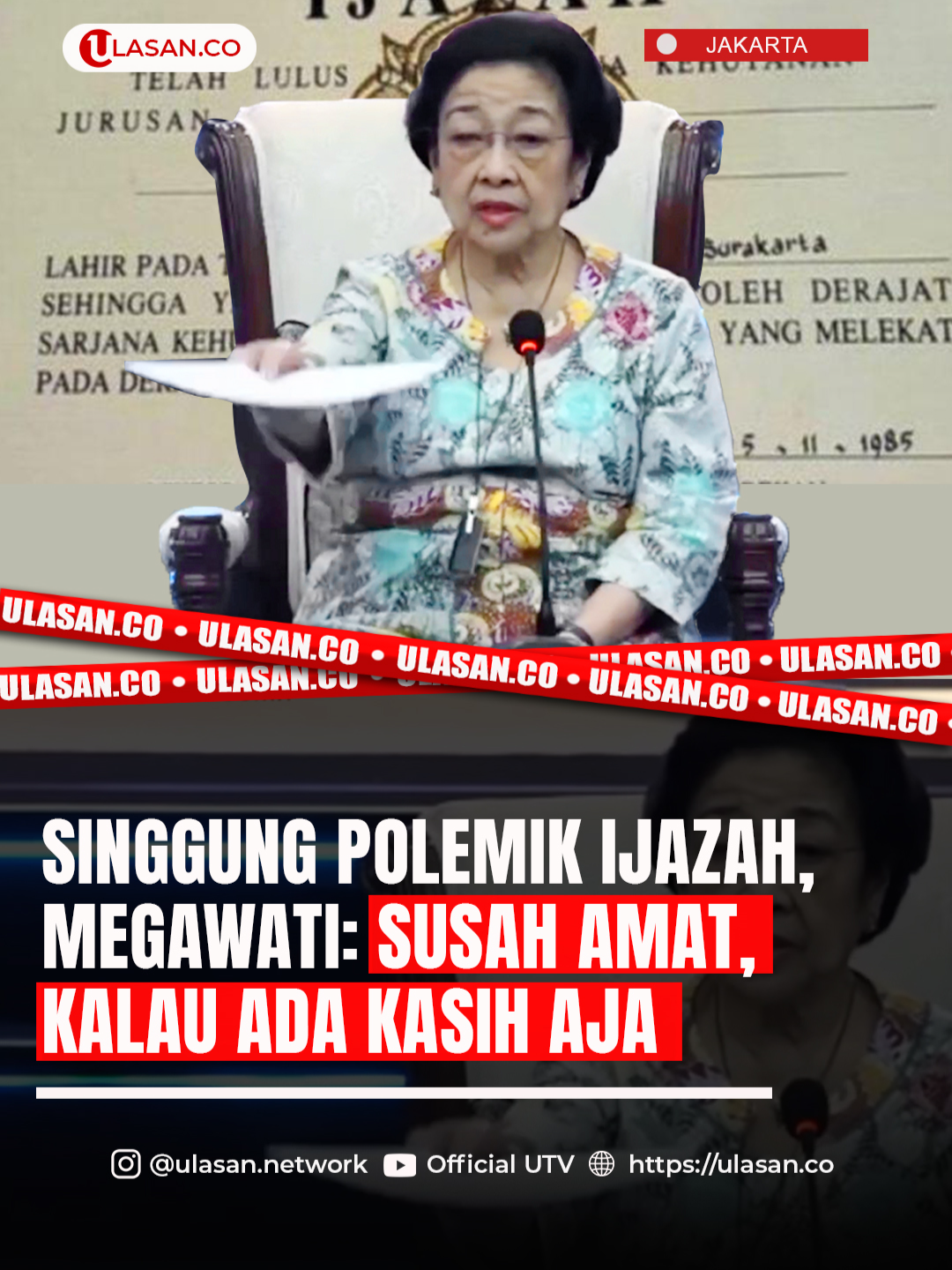 Ketua Umum PDI Perjuangan sekaligus Ketua Dewan Pengarah BRIN, Megawati Soekarnoputri, menyinggung persoalan ijazah yang menjadi sorotan belakangan ini.  Mega merasa heran karena polemik tersebut tak kunjung selesai. Padahal menurutnya persoalan itu bisa selesai hanya dengan menunjukkan ijazah asli jika memang ada. #megawati #pdip #ijazahjokowi #beritaterkini #beritaviral #beritaterupdate