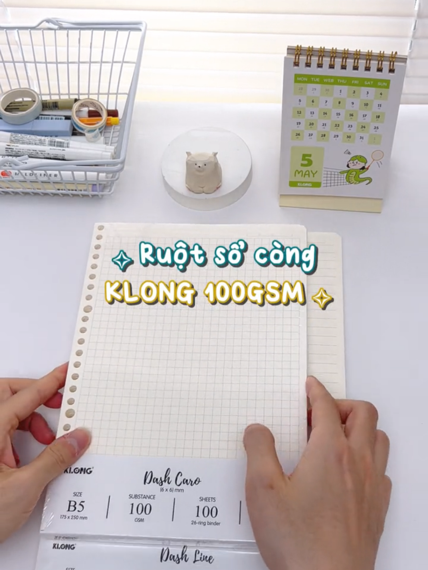 Ruột sổ còng KLONG 100GSM: Chất giấy chống thấm nhòe hiệu quả, dễ dàng refill vào sổ còng. #klong #giaychongthamnhoe #ghichep #takenotes #BulletJournal #hoctap #study #fyp