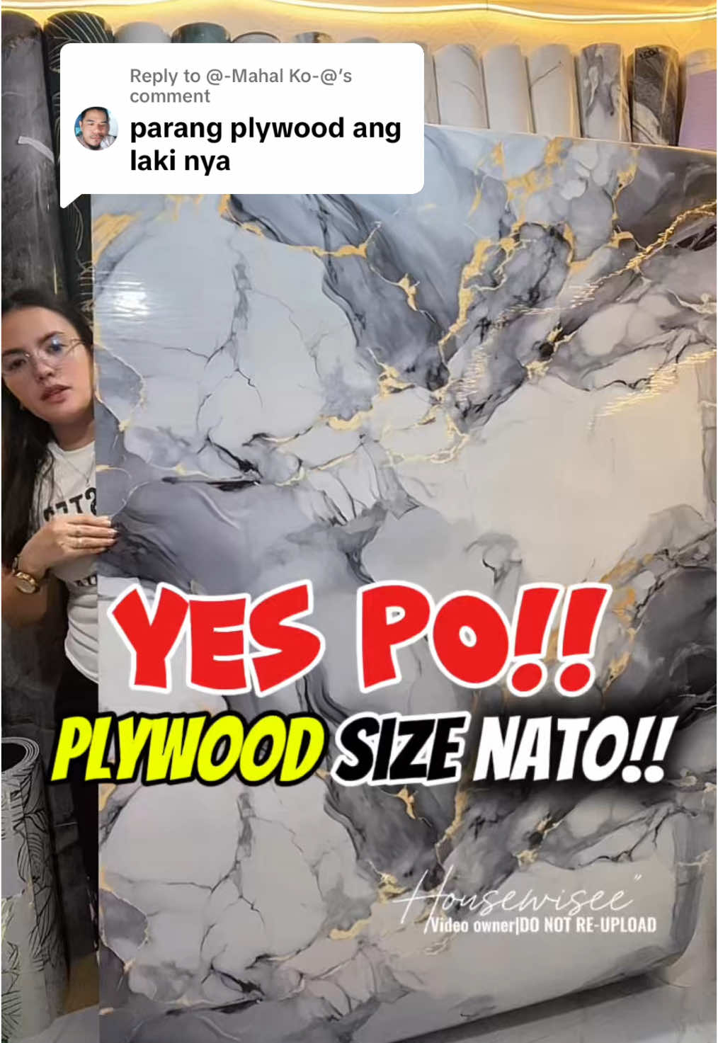 Replying to @@-Mahal Ko-@ plywood size laminated walldecor #walldecor #wallpaperaesthetic #homemakeover #waterproof #wallinghack #moderndesignideas #aestheticdesign #homedecor #DIY #housewisee 