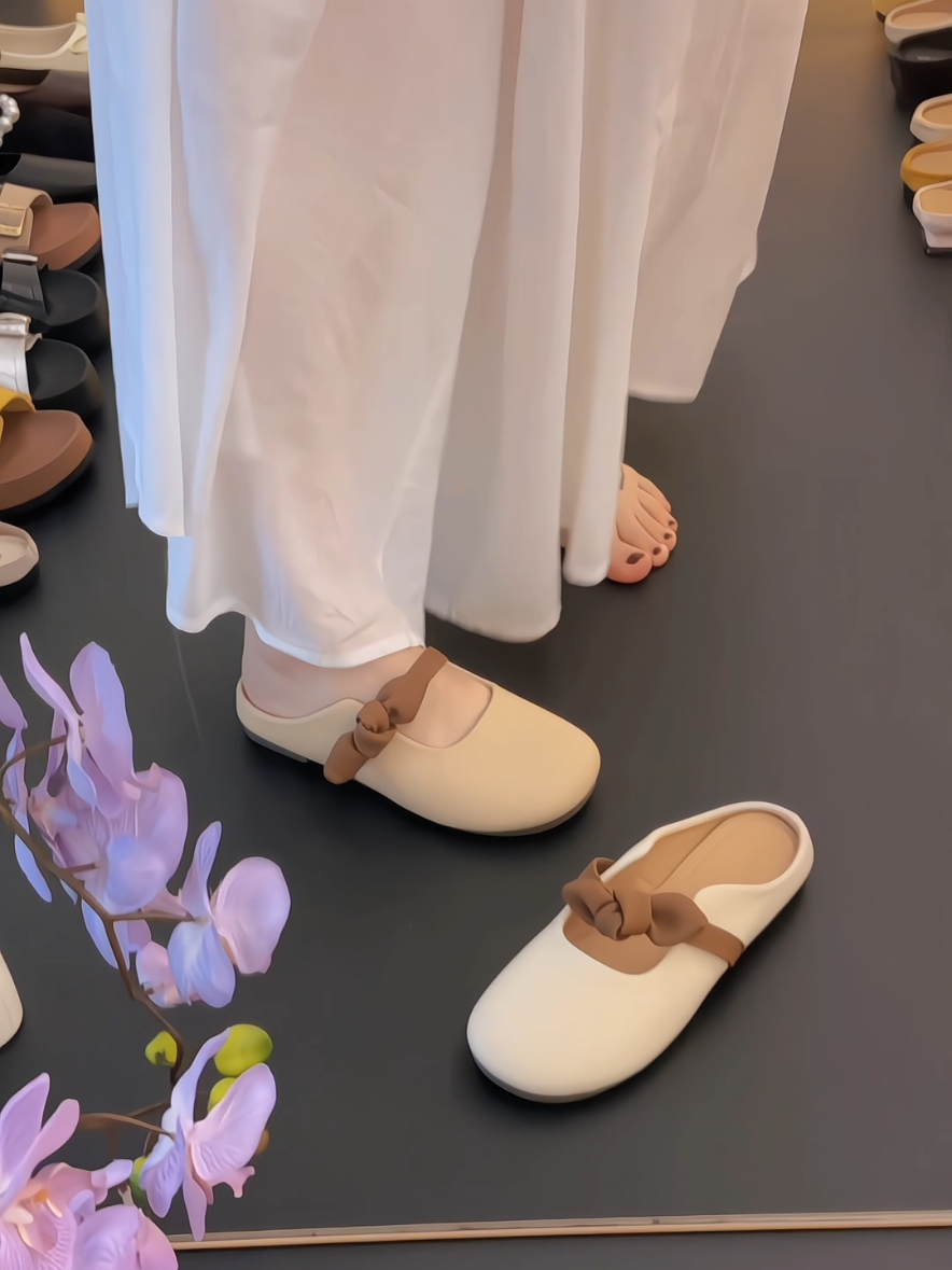 Dép sục nơ mũi tròn thời trang#depnu #depnuthoitrang #depnuxinh #depsuc #depsucnu #depxinh 