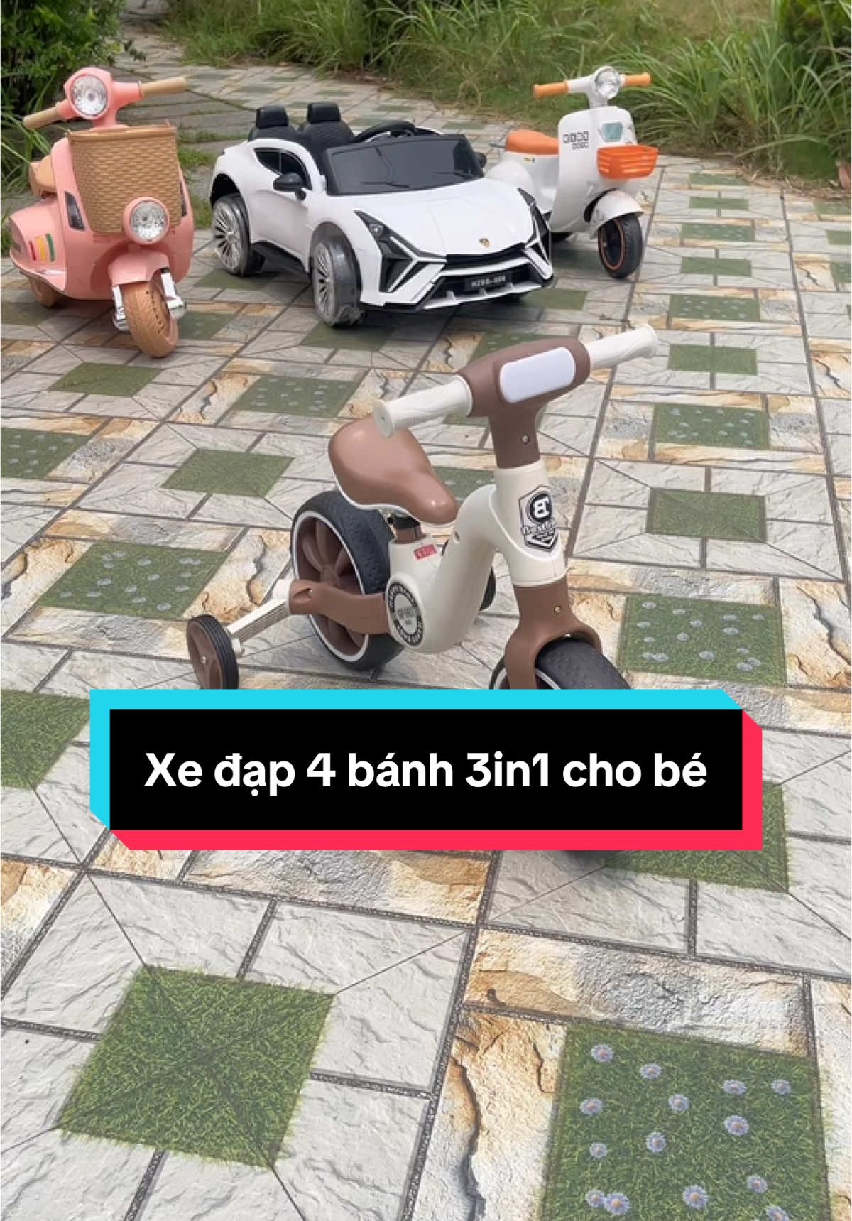 Xe đạp 4 bánh 3in1 cho bé có nhạc có đèn. #xedap3banhchobe #xedap3banh #xedapdanang #xuhuong 